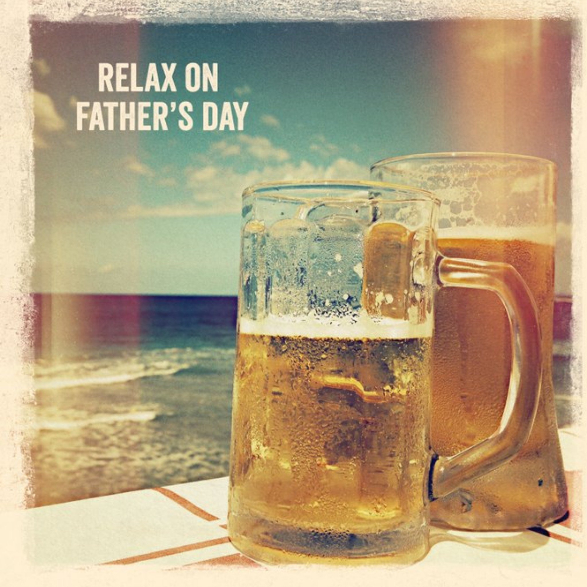 Beers By The Sea Personalised Happy Father's Day Card, Square