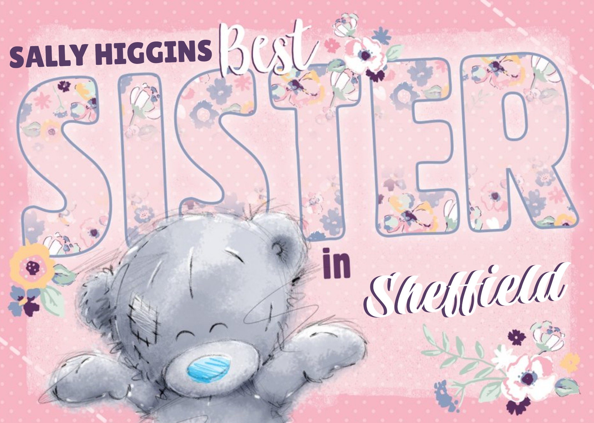 Me To You Tatty Teddy Best Sister Personalised Card Ecard