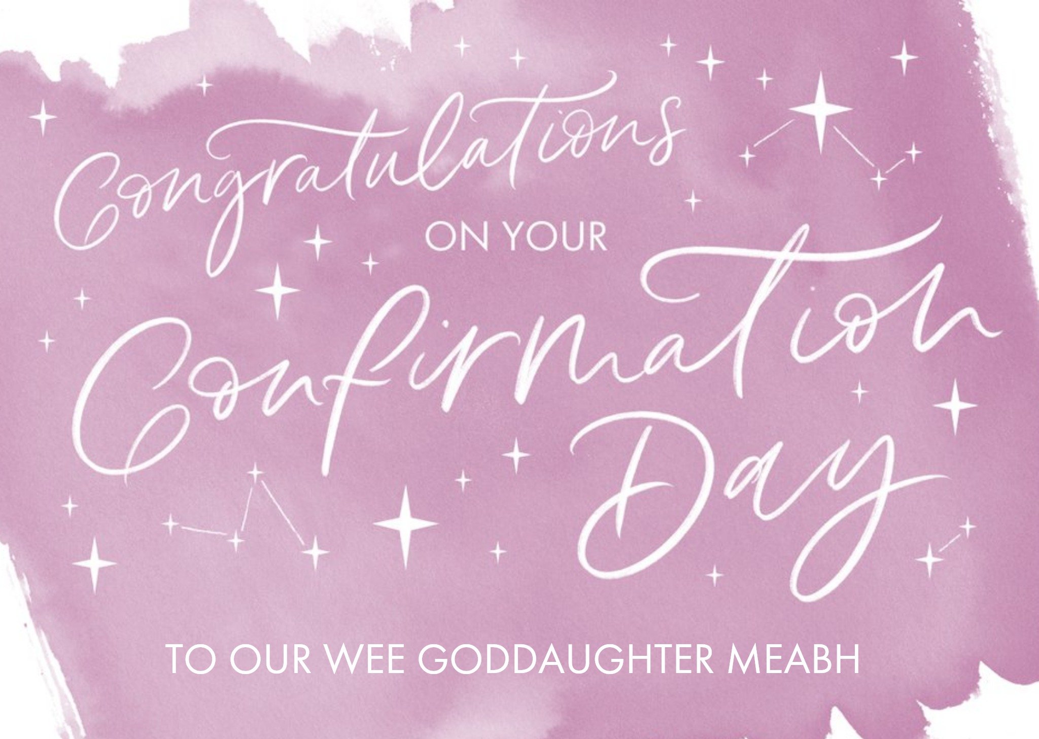 Purple Watercolour Typographic Confirmation Congratulations Card