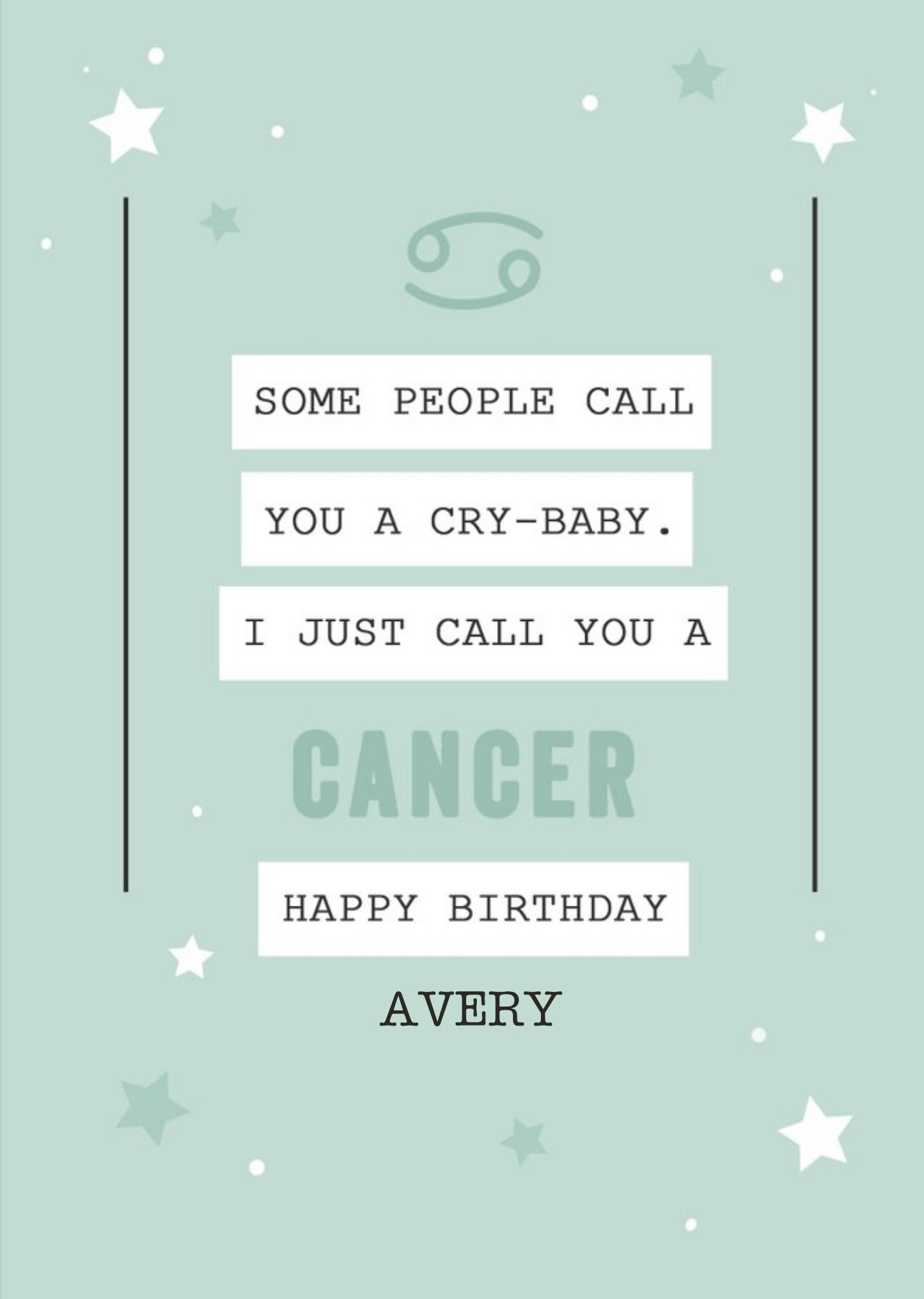Moonpig Cancer Zodiac Birthday Card, Large