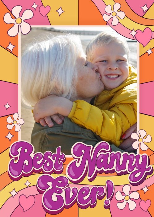 70's Style Best Nanny Ever Photo Upload Card