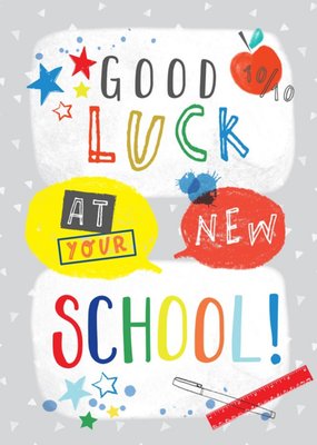 Bright Colourful Illustrated New School Card
