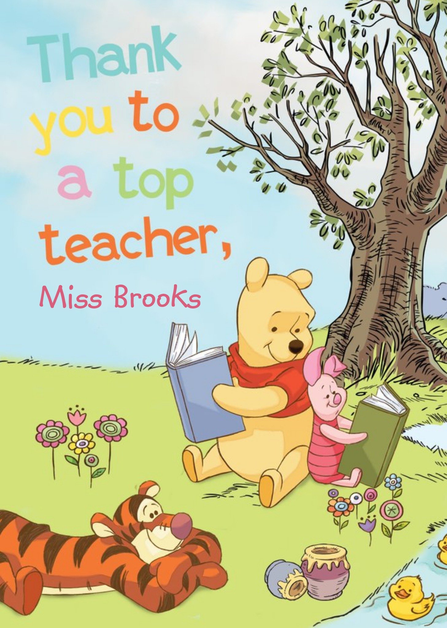 Disney Winnie The Pooh Thank You Top Teacher Personalised Card Ecard