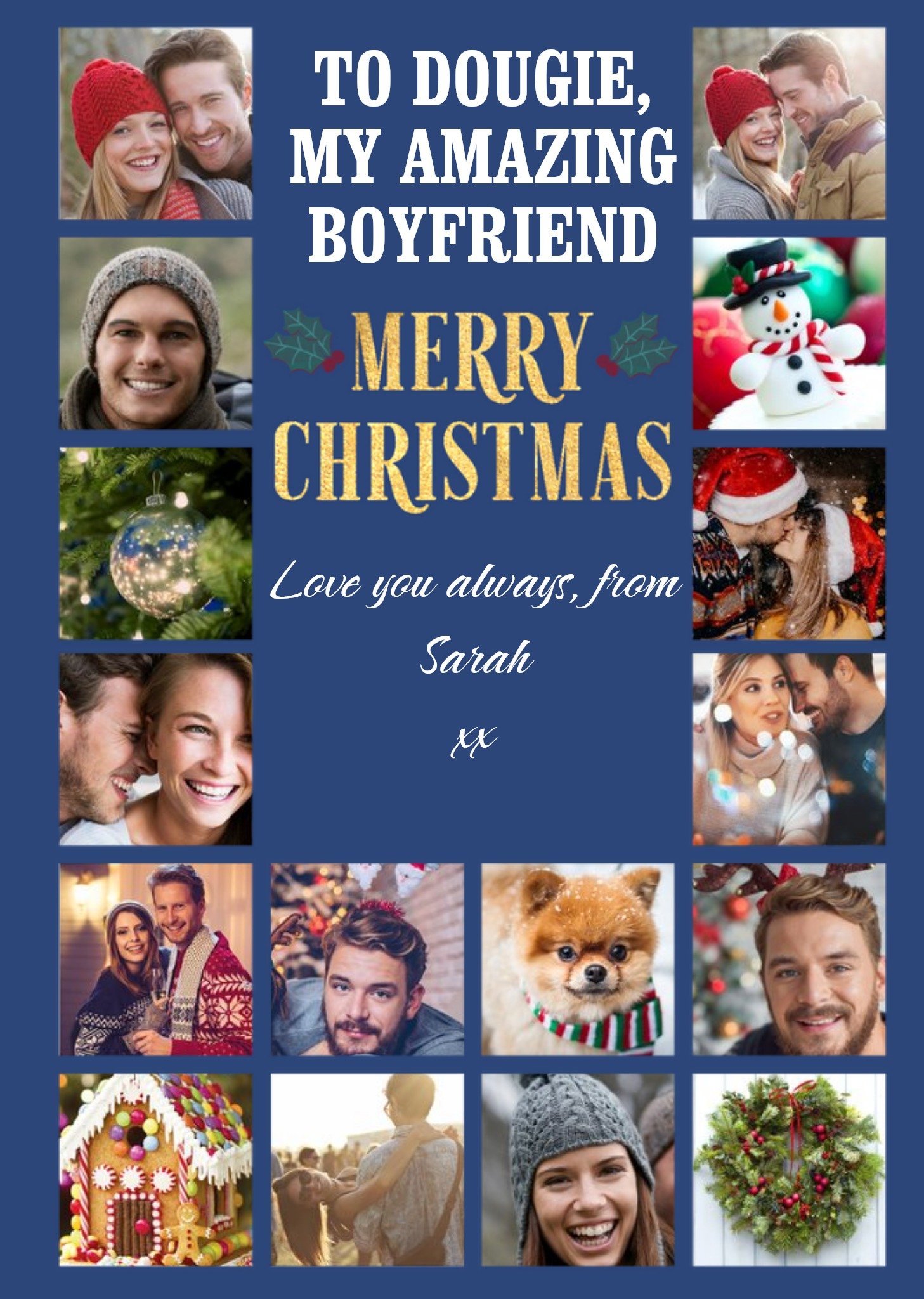 Moonpig Multiple Photo Upload Christmas Card For Boyfriend, Large