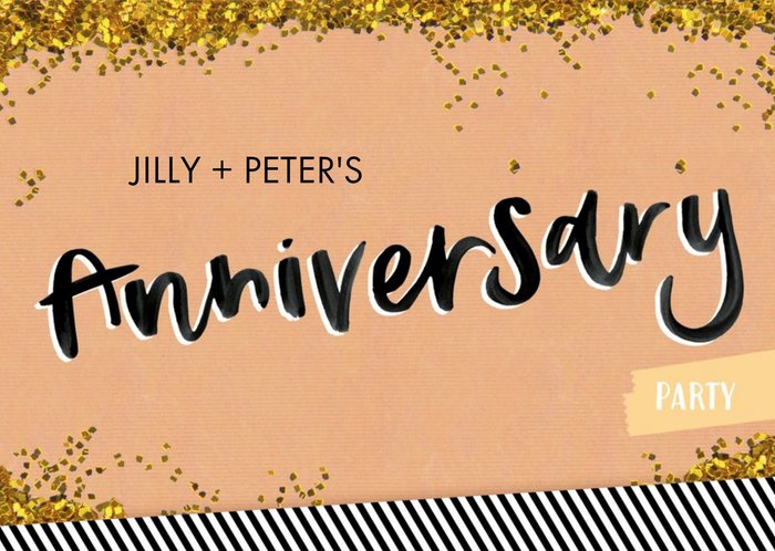 Gold Glitter Personalised Anniversary Party Invitation