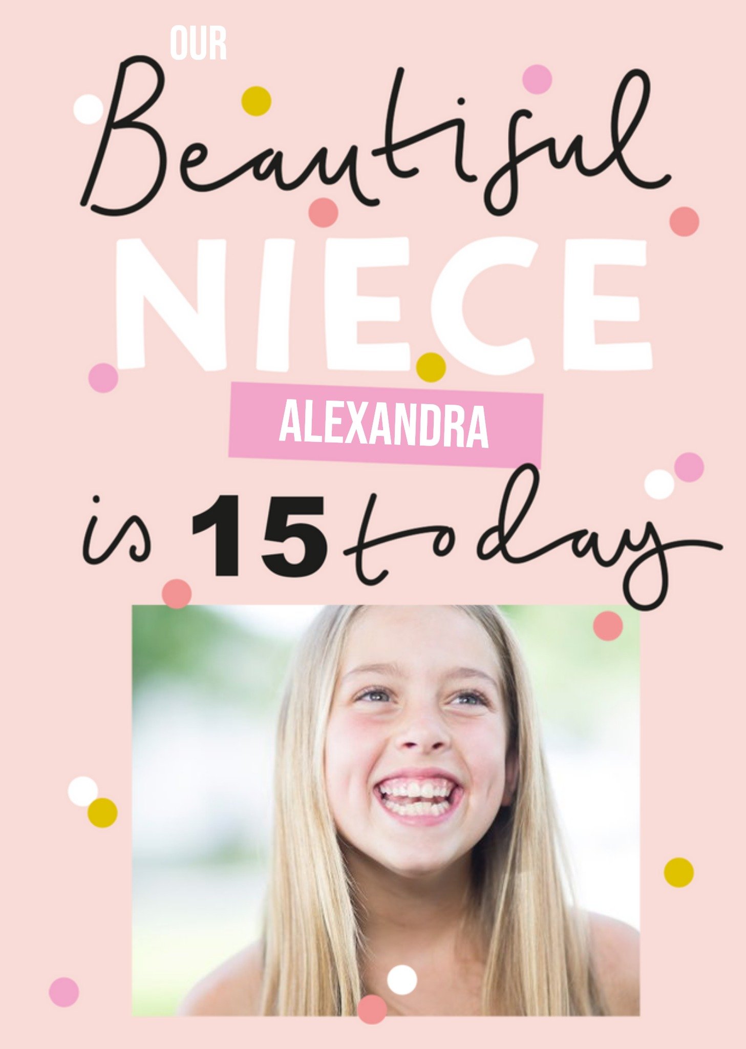 Typographic Photo Upload 15th Birthday Card Ecard