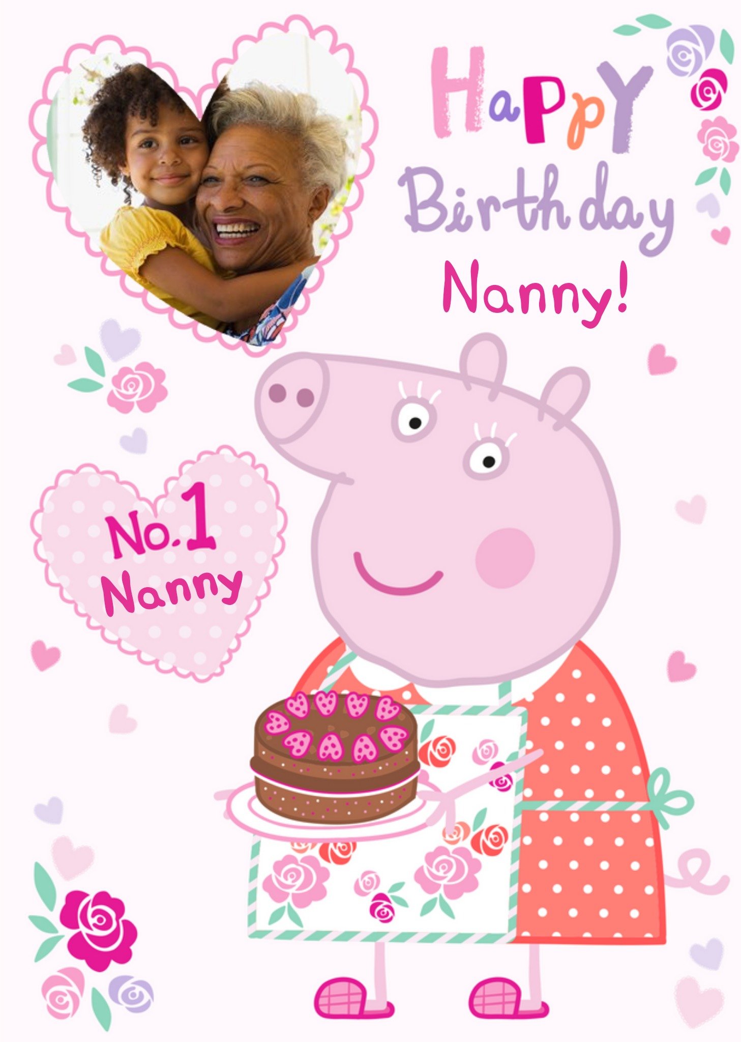 Birthday Card - Nanny - Peppa Pig - Photo Upload Card, Large