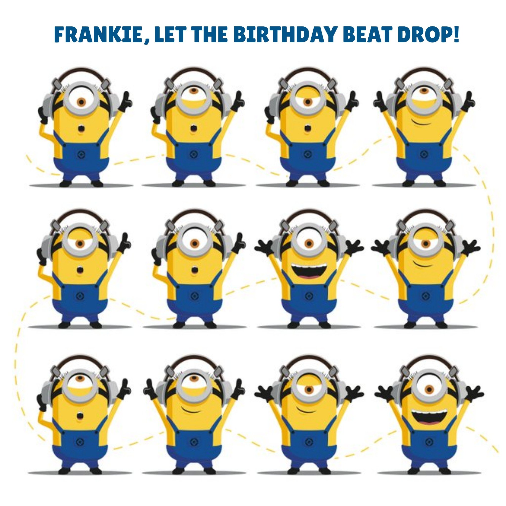 Despicable Me Minions Let The Birthday Beat Drop Birthday Card, Square