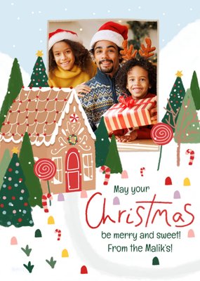 Sweet Gingerbread House Winter Scene Photo Upload Christmas Card