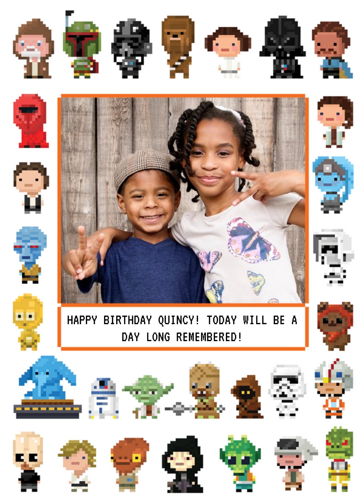 Disney Star Wars 8 Bit Gaming Photo Upload Birthday Card, Large