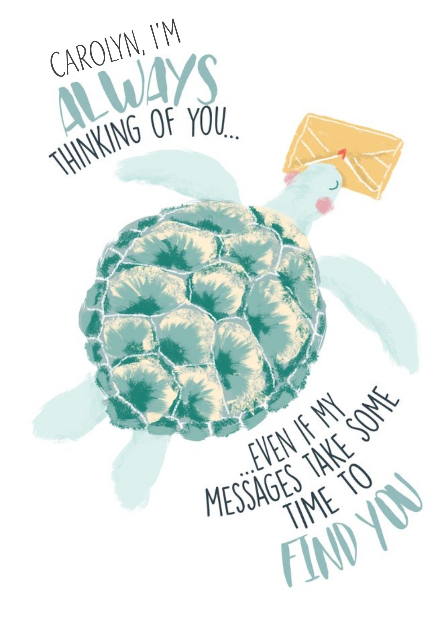 Swimming Turtle Im Always Thinking Of You Card Ecard