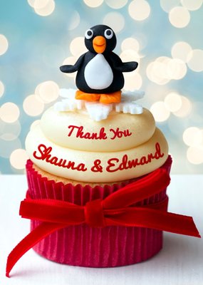 Penguin Cupcake Personalised Thank You Card