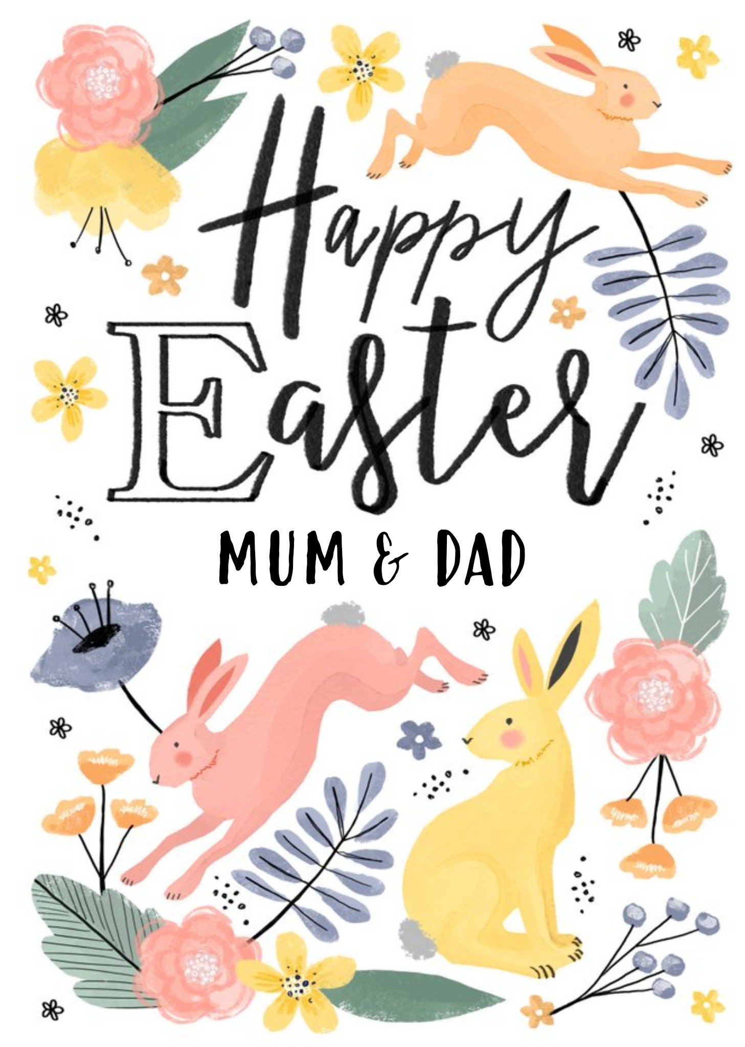 Okey Dokey Design Okey Dokey Cute Happy Easter Card For Mum And Dad, Large