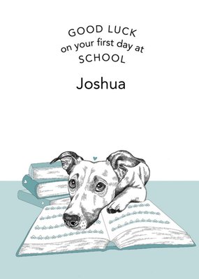 Dotty Dog Art Illustrated Terrier Dog First Day of School Good Luck Card
