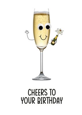 Funny Photographic Champagne Flute Cheers To Your Birthday Card