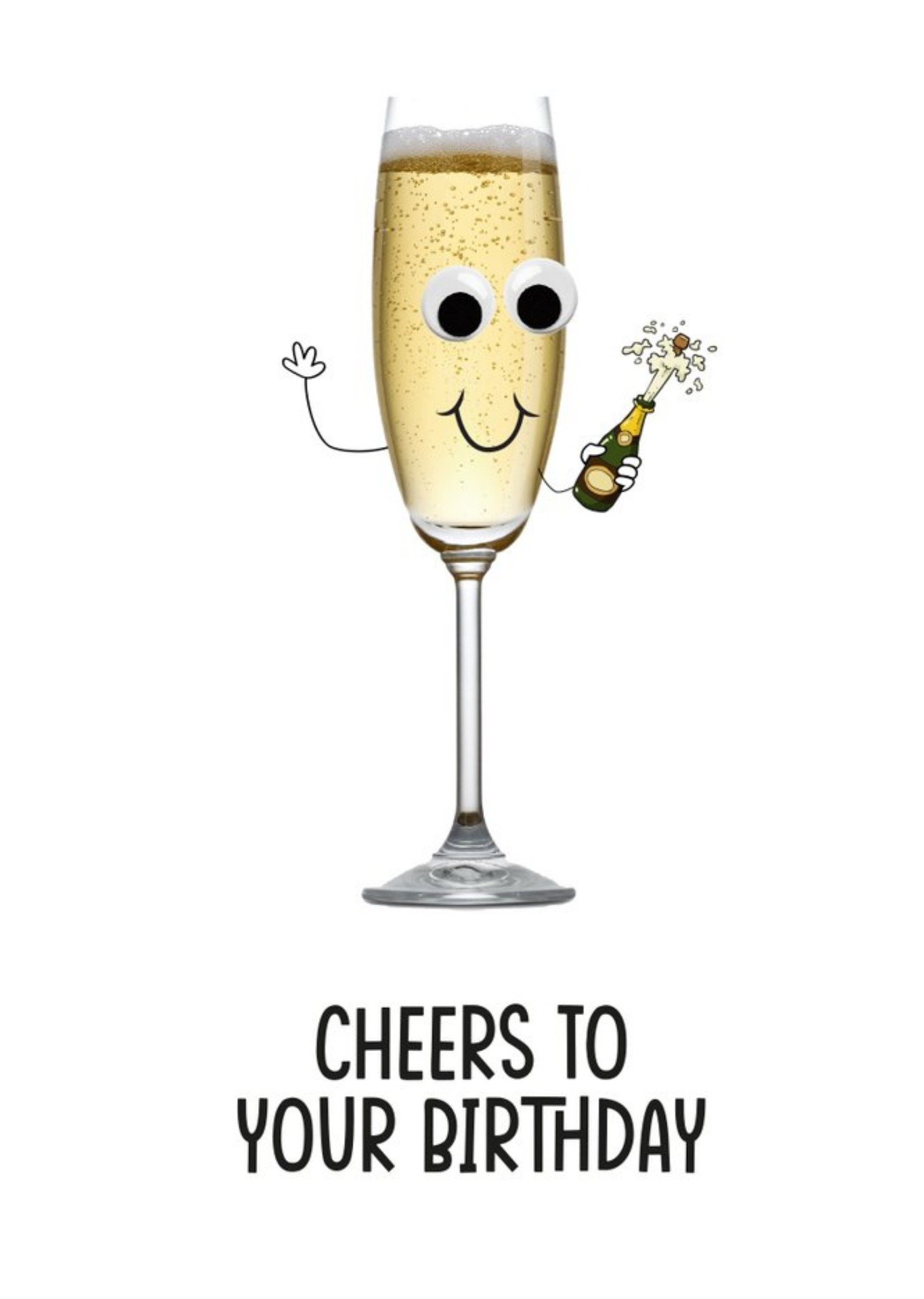 Filthy Sentiments Funny Photographic Champagne Flute Cheers To Your Birthday Card, Large