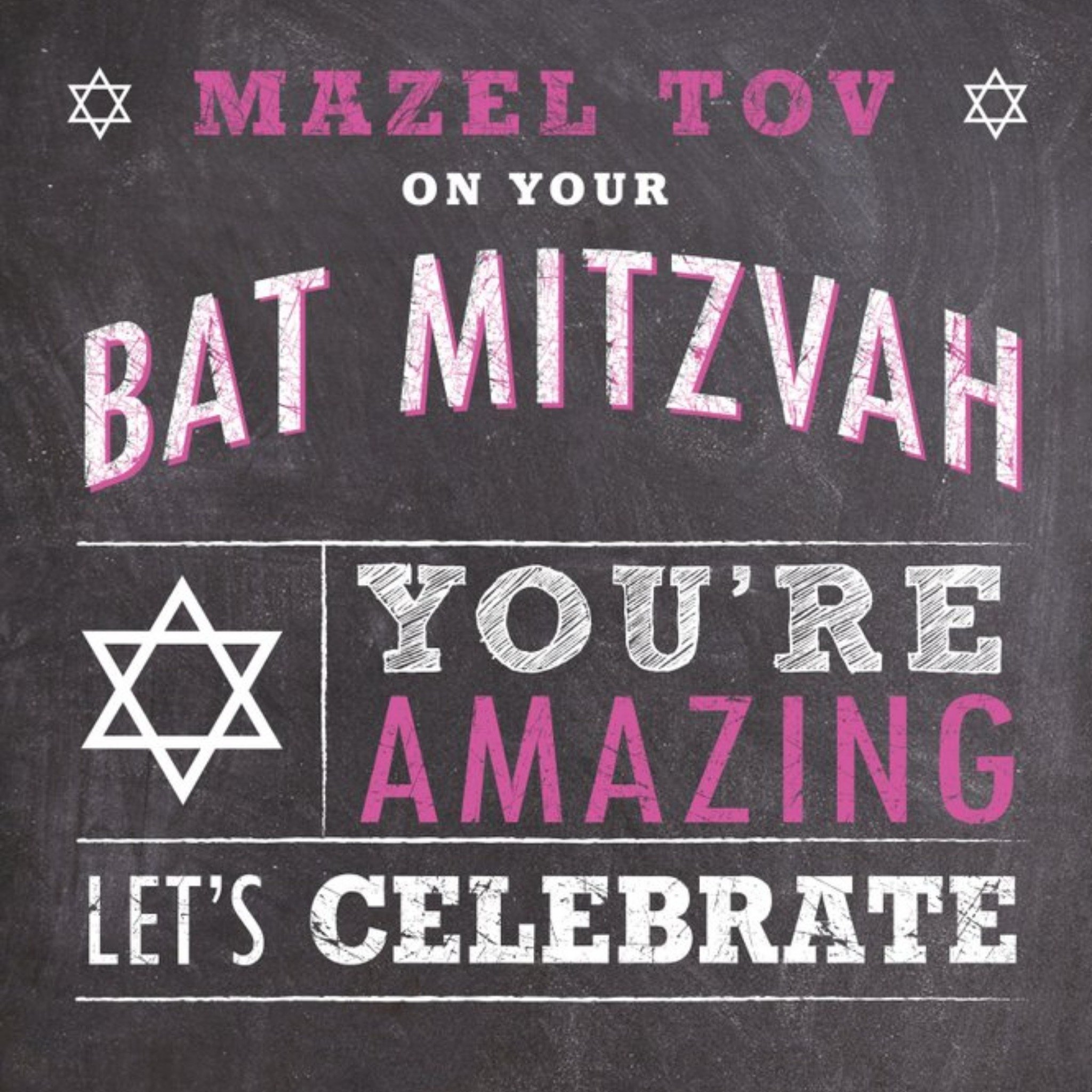Moonpig Blackboard Mazel Tov On Your Bat Mitzvah Card, Large