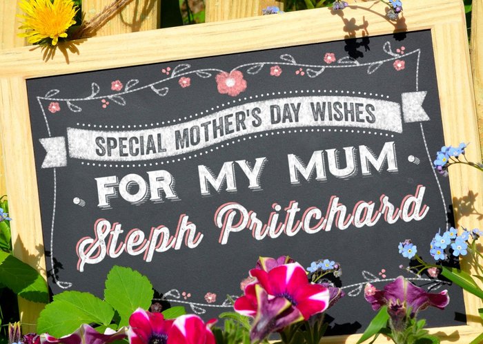 Black Chalkboard Flowers And Wishes Personalised Happy Mother's Day Card