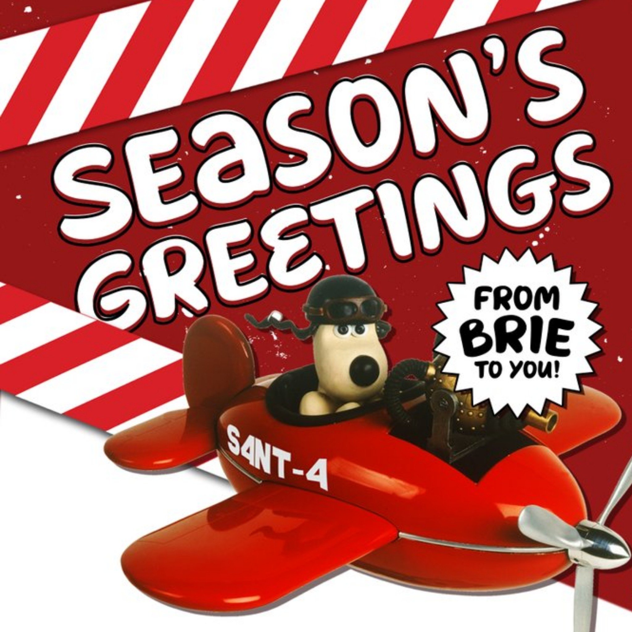Moonpig Wallace And Gromit Seasons Greetings From Brie To You Christmas Card, Large