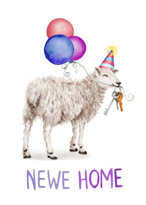 Funny Pun Sheep Illustration New Home Card