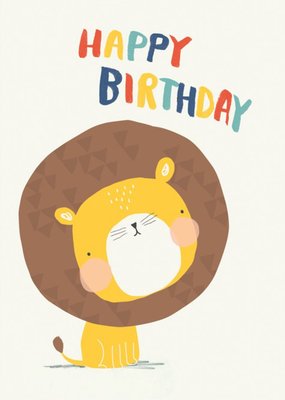 Modern Cute Lion Birthday Card