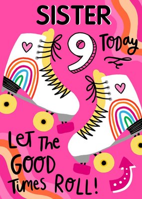 Illustrated Skates Let the Good Times Roll Birthday Card