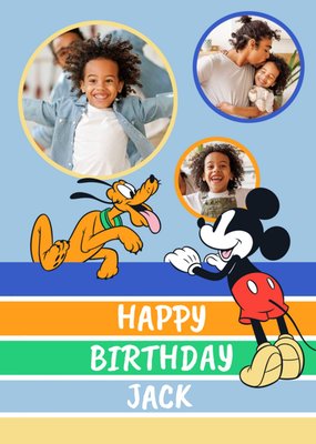 Disney Mickey Mouse And Pluto Photo Upload Birthday Card