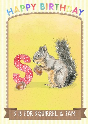 Alphabet Animal Antics S Is For Personalised Happy Birthday Card For Kids