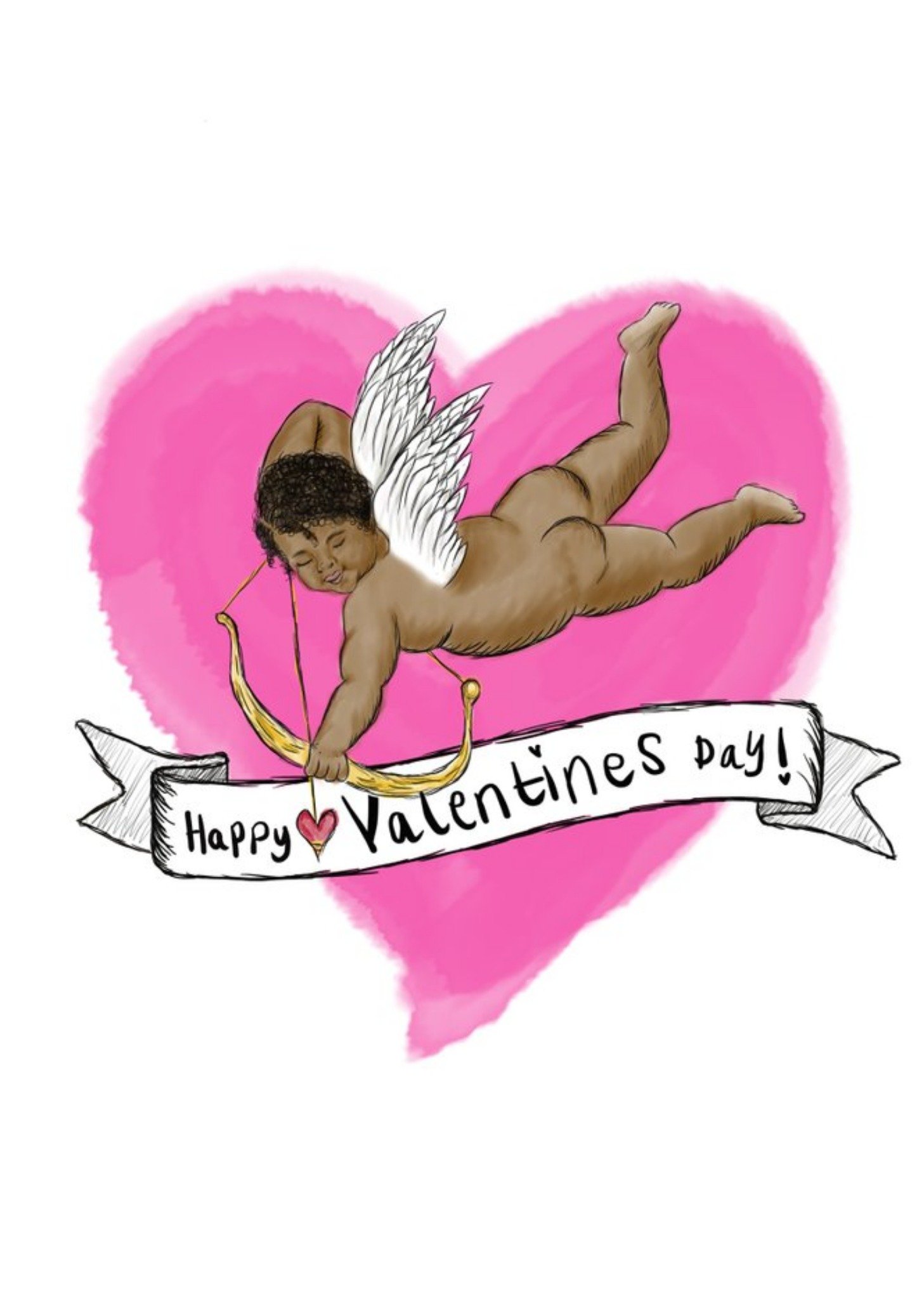 Illustrated Cupid Arrow Valentines Day Card Ecard