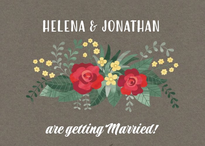 Red And Yellow Flowers Wedding Invitation
