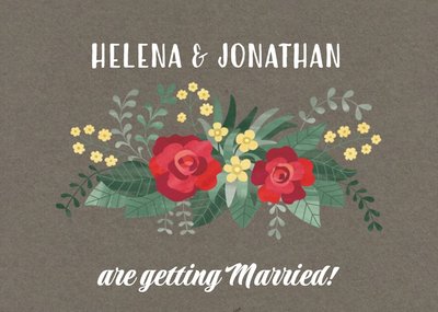 Red And Yellow Flowers Wedding Invitation