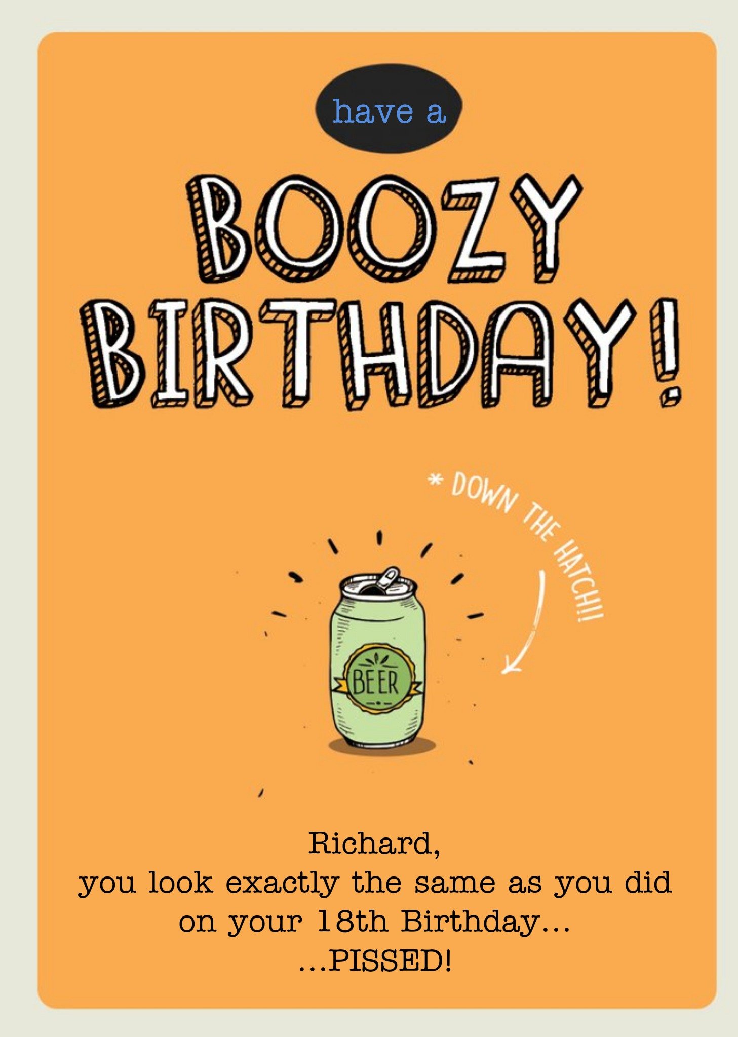 Moonpig Have A Boozy Birthday Personalised Card, Large