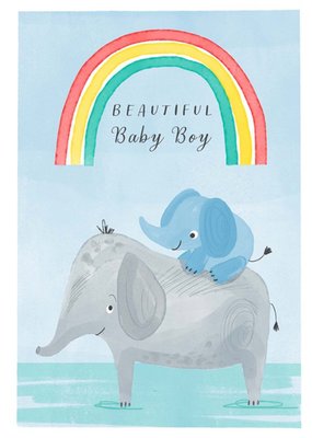 Dinky Rouge Parent Elephant and Baby Elephant Beautiful Baby Boy New Baby Card