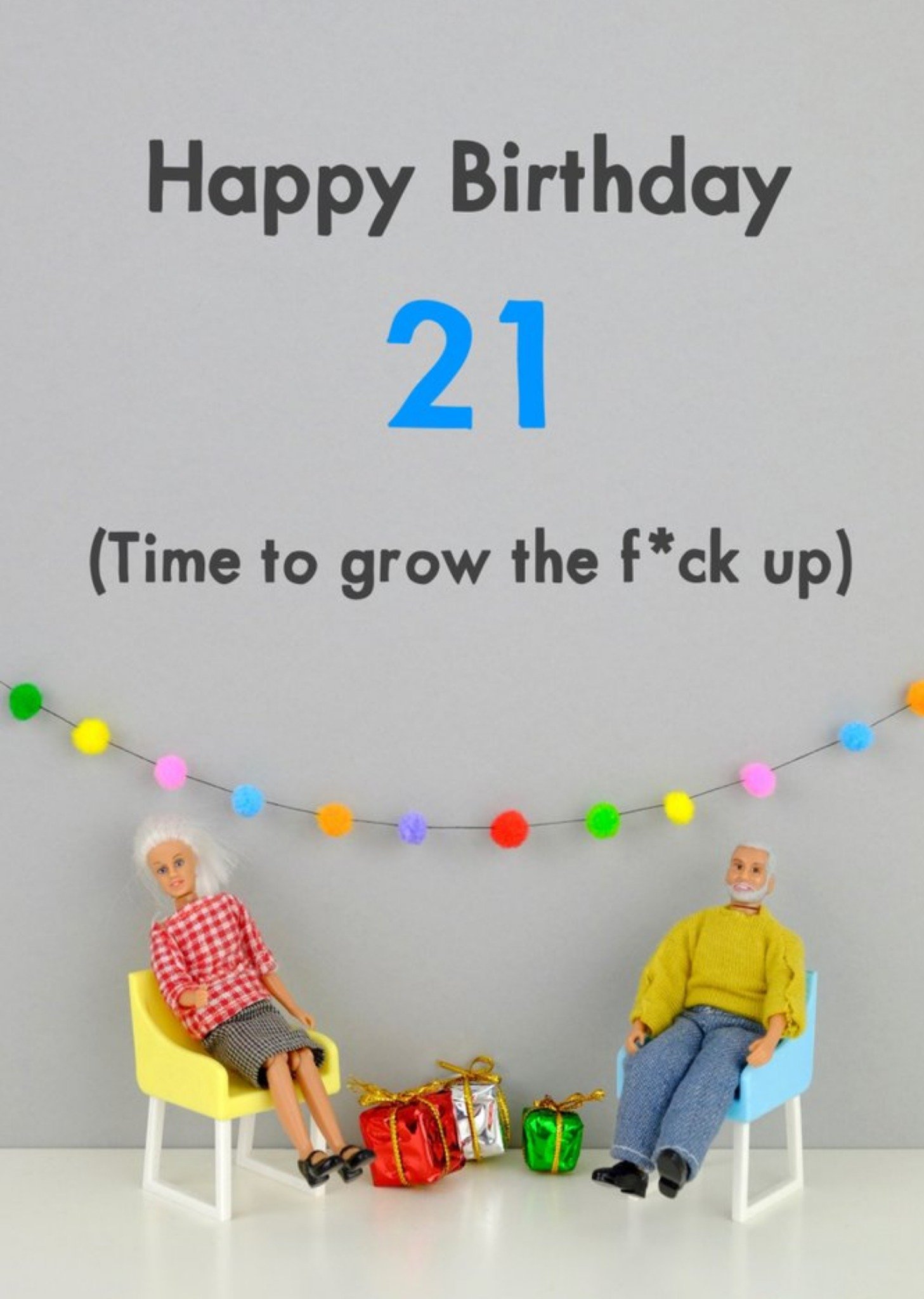 Bold And Bright Funny Dolls 21 Time To Grow Up Birthday Card, Large