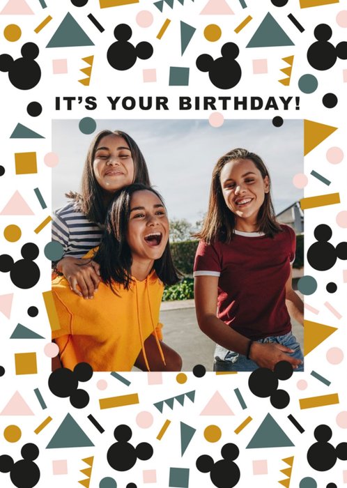 Disney Luxe It's Your Birthday Mickey Mouse Pattern Photo Upload Card