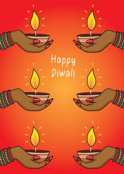 Happy Diwali Hands and Candles Card