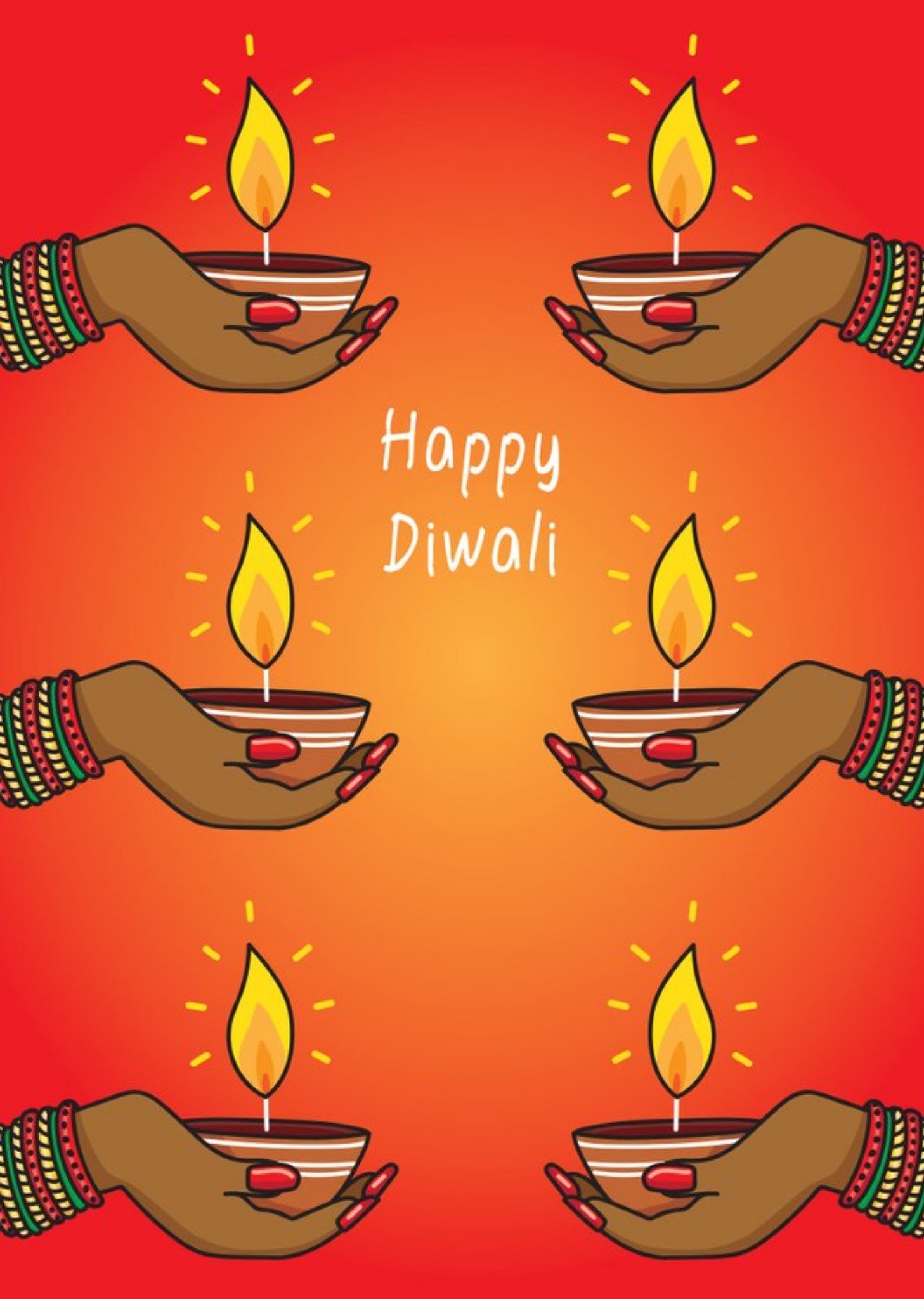 Happy Diwali Hands And Candles Card