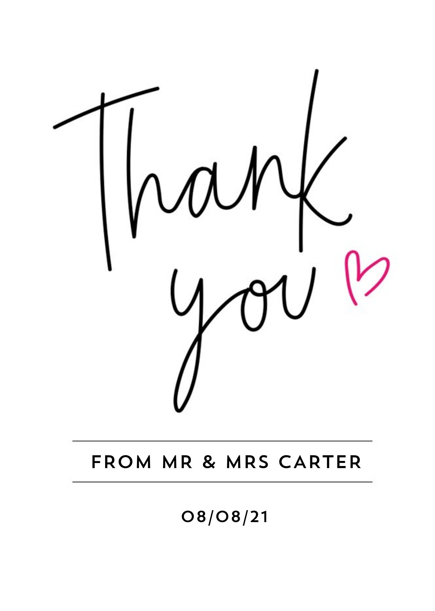 Typographic Wedding Thank You Card, Standard