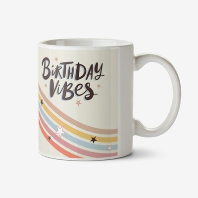 Birthday Vibes Retro Photo Upload Mug