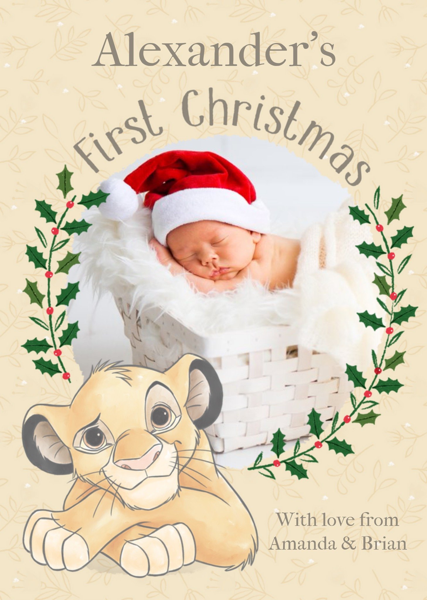 Disney The Lion King Simba Baby's First Christmas Photo Upload Christmas Card Ecard