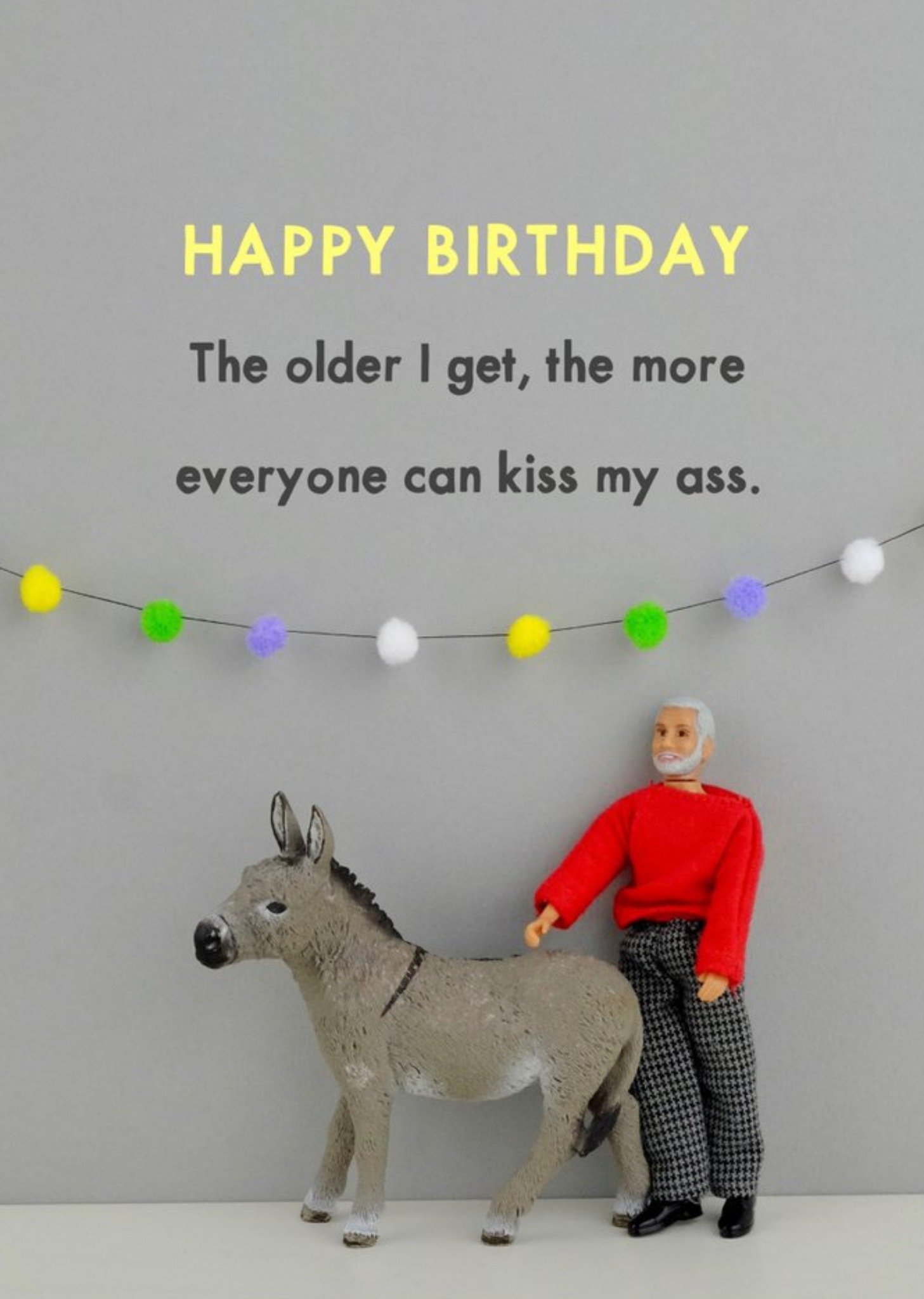 Bold And Bright Funny Dolls The Older I Get The More Everyone Can Kiss My Ass Birthday Card