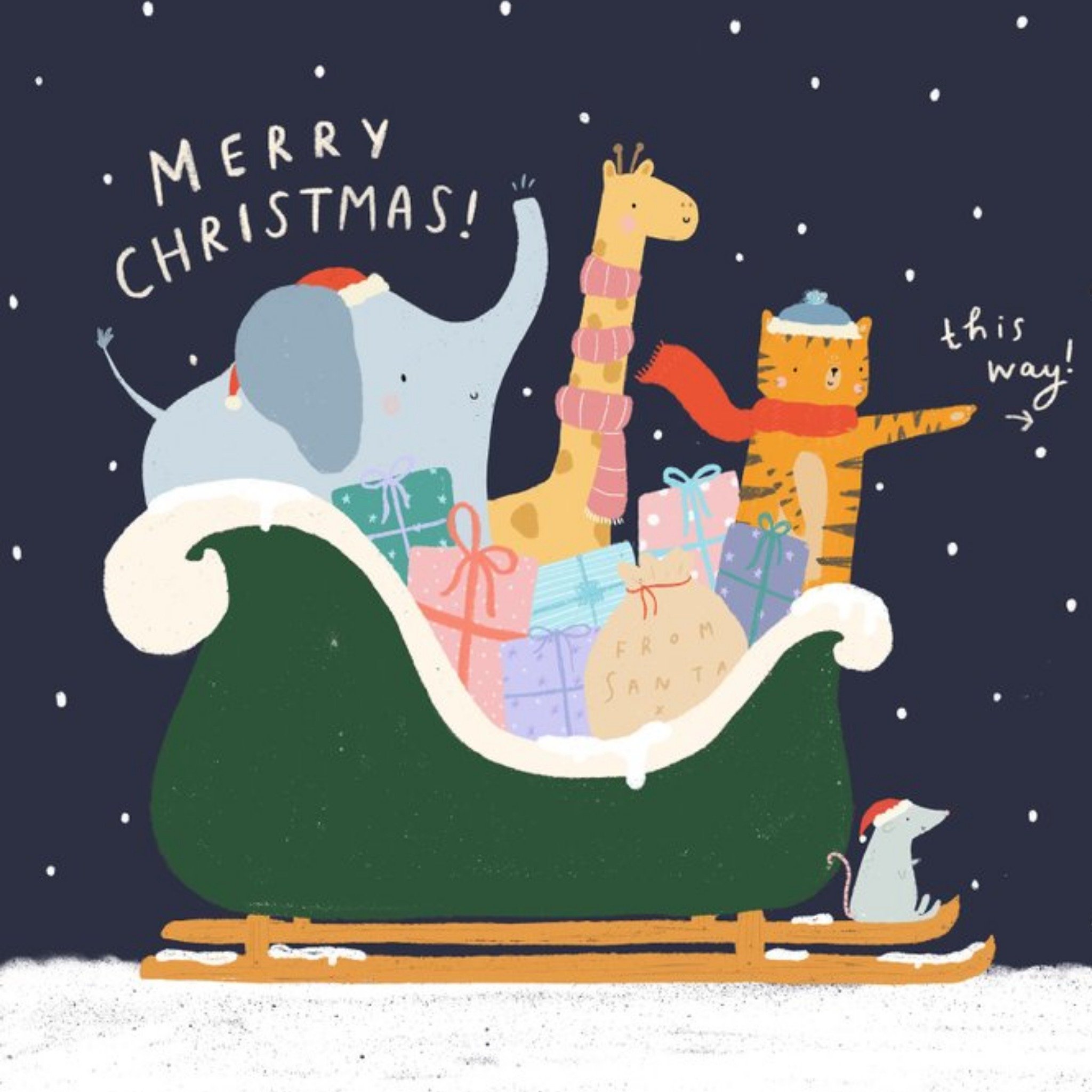 Moonpig Cute Animal Illustration Funny Christmas Card, Square
