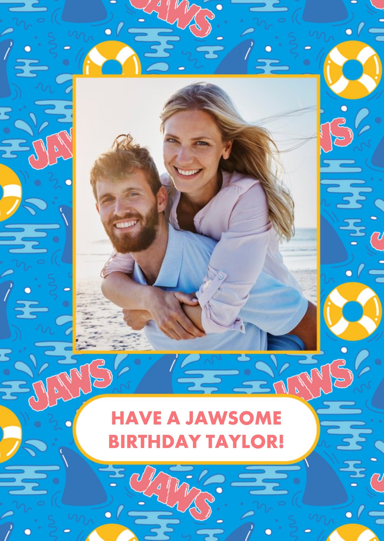 Moonpig Jaws Photo Upload Birthday Card - Universal, Large