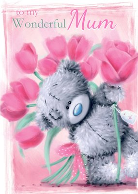 Cute Tatty Teddy Floral Card For Mum
