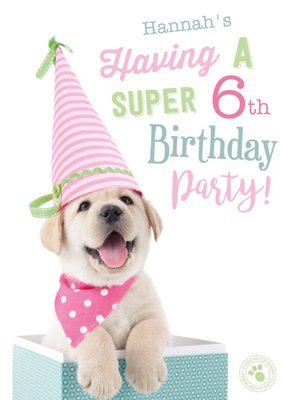 Cute Puppy Birthday Party Invitation