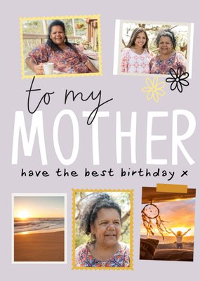 Handwritten Typography With Five Photo Frames Mother's Photo Upload Birthday Card