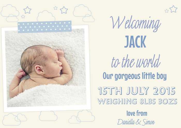 New Baby Boy Announcement Card