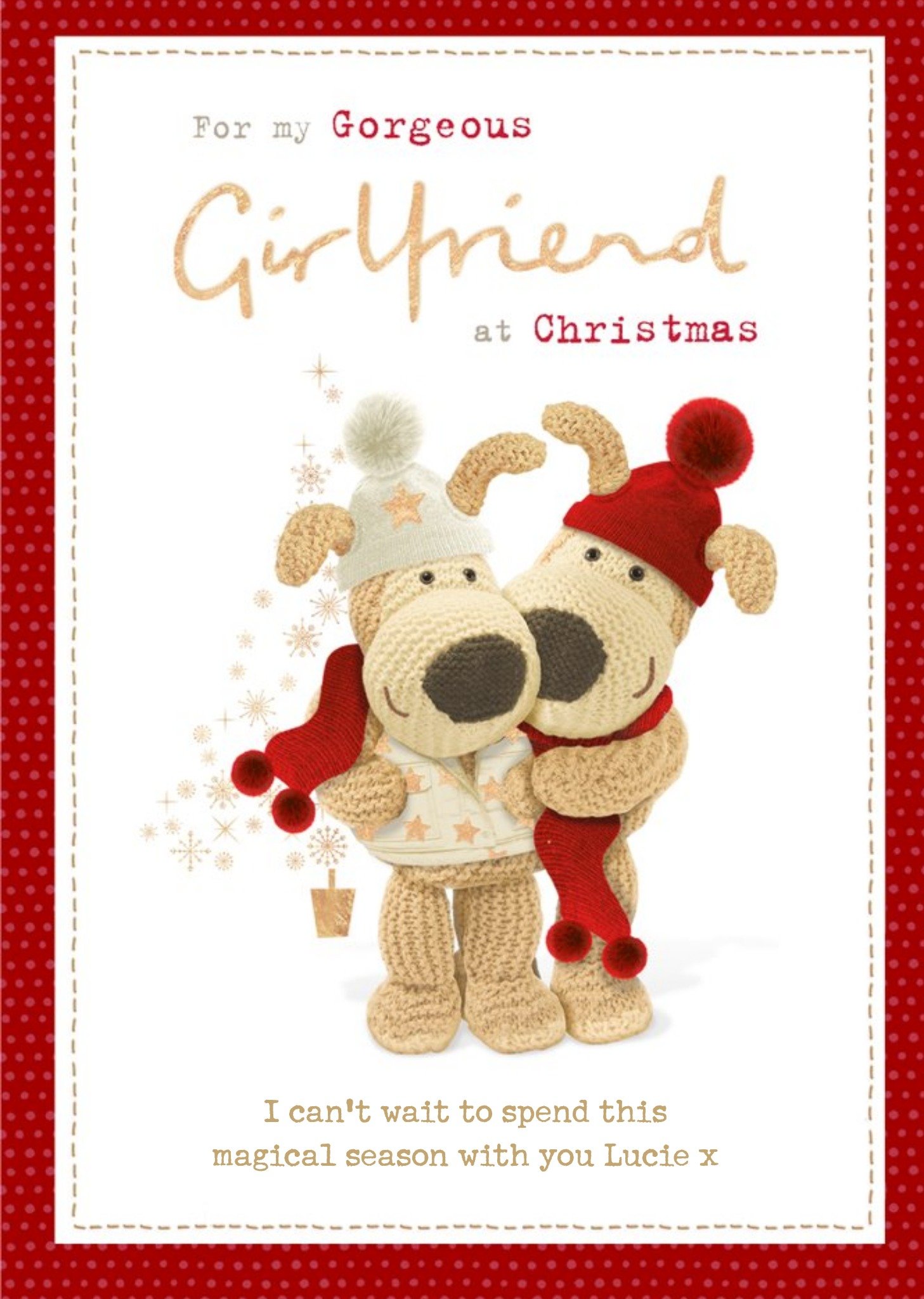 Boofle Cute Christmas Card For My Gorgeous Grilfriend, Large