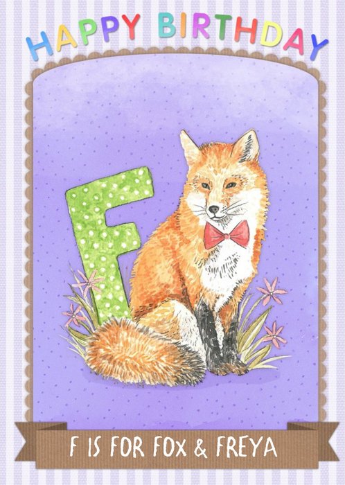 Alphabet Animal Antics F Is For Personalised Happy Birthday Card