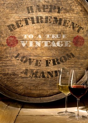 Happy Retirement Vintage Wine Personalised Card